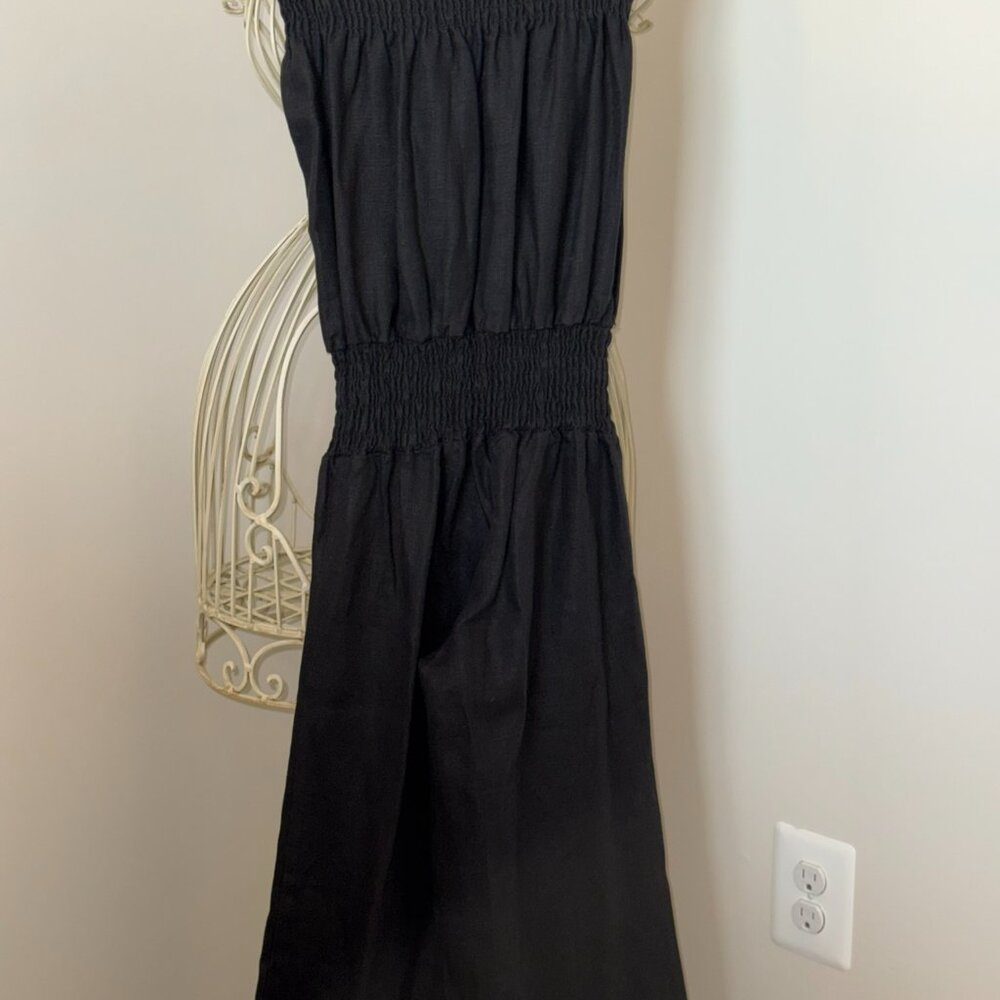 YOUNG FABULOUS & BROKE Black Linen Strapless Jumpsuit Small - Picture 5 of 6